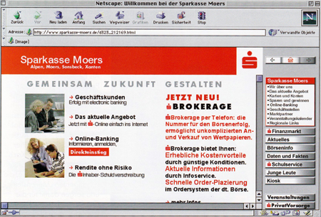 Homepage der Sparkasse Moers