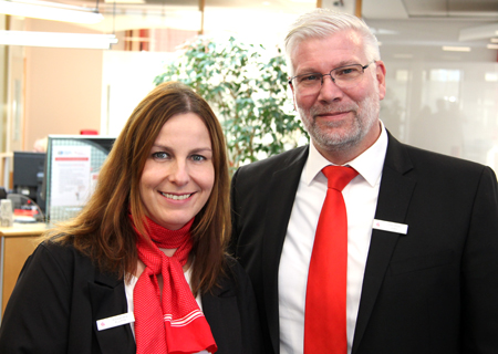 Alexandra Kuchta und Christian Jabs bilden das neue Leitungsteam der Sparkasse in Hülsdonk.